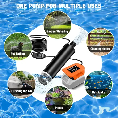 Vista 8 de 635GPH Water Pump For DeWalt 18V/20V Battery Powered Submersible Sump Pump
