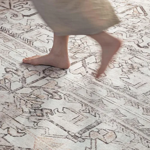 Vista 172 de jinchan Lima - Alfombra simétrica floral geométrica lavable, alfombra de entrada de medio círculo de 2 x 3, alfombra de media luna, suave y Azul