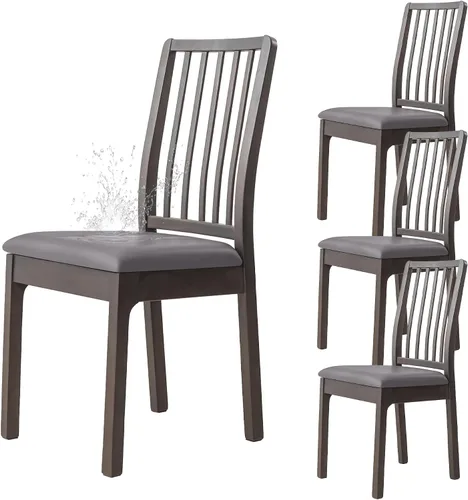 Vista 14 de Dimatic Juego de 2 fundas de asiento para silla, de piel sintética, impermeables, fundas elásticas para sillas de comedor, fundas protectoras
