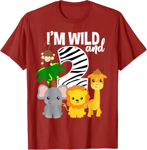 Vista 58 de Camiseta de cumpleaños con temática de zoológico de I'm Wild and 2, Negro, S