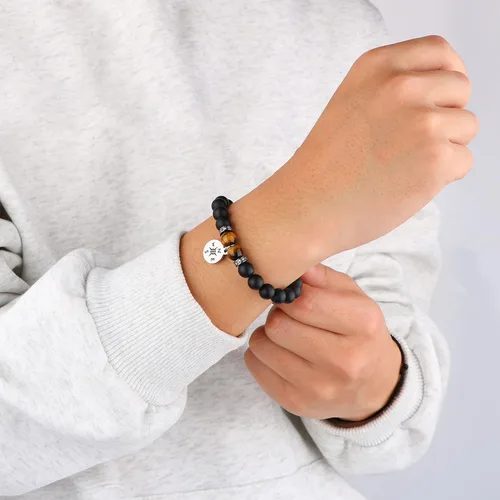 Vista 3 de Pulsera para hombre con diseño de ojo de tigre para hombre, novio, marido, papá, hijo, nieto, hermano, piedra natural, aniversario, Navidad
