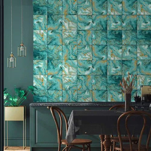 Vista 32 de Alwayspon 10 calcomanías de transferencia de azulejos de vinilo con efecto mármol, 6 x 6 pulgadas, calcomanías autoadhesivas para decoración de baño