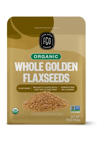 Vista 11 de FGO Harina de linaza dorada orgánica molida, 1 libra/16 onzas en polvo molido en frío en bolsa resellable, para hornear y batidos, cultivada