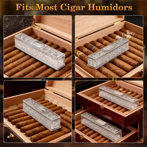 Vista 6 de Humidificador de puros prellenado: humidificador de gel de cristal listo para usar, accesorios para humidor de puros, mantiene la humedad ideal