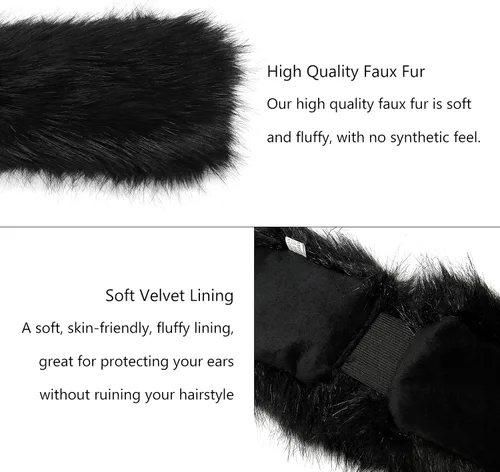 Vista 3 de LA CARRIE Faux Fur Headband with Stretch Women's Winter Earwarmer Earmuff