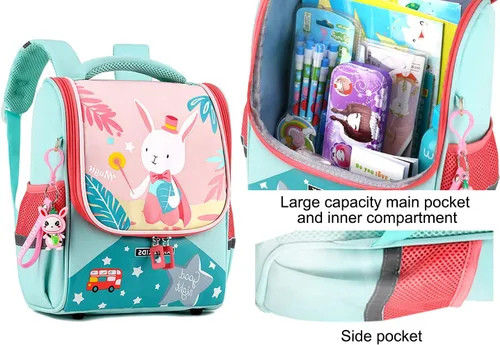 Vista 4 de JiaYou Unisex preescolar Mochila Kindergarten Bolsa de dibujos animados Niñas Niños Daypack Amarillo Yellow Rabbit