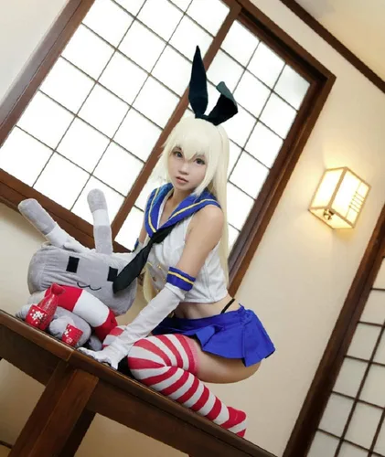 Vista 3 de GK-O Juego Anime Kantai Colección KAN Colle Shimakaze Cosplay Traje uniforme