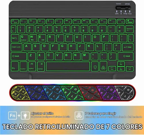 Vista 3 de Funda con teclado para Samsung Galaxy Tab A11 Plus / A9 Plus de 11 pulgadas, con retroiluminación Bluetooth A9+ con soporte para bolígrafo S