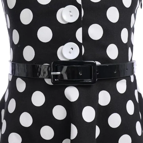 Vista 5 de Vestido de té para niñas, estilo vintage, de los años 50, con diseño de lunares, estilo Rockabilly para fiesta de graduación, vestido de té