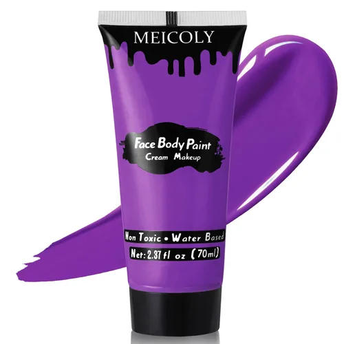 Vista 23 de MEICOLY Pintura facial y corporal en crema azul real, tubo grande de 2.37 oz a base de agua, pintura corporal completa para adultos y niños, tubo