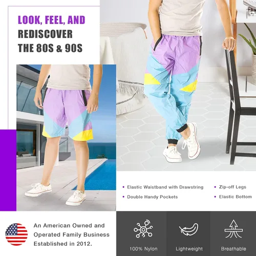 Vista 3 de Funny Guy Mugs Pantalones cortavientos retro neón de los años 80 y 90