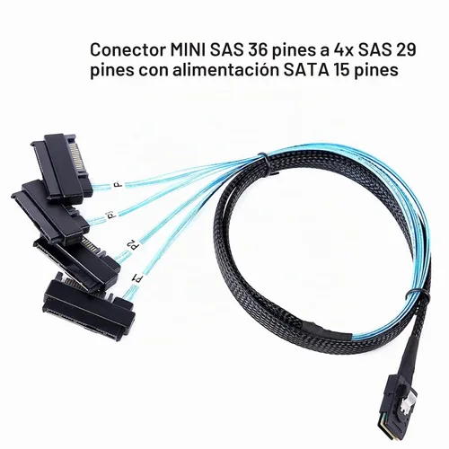Vista 4 de Cable ADCAUDX Mini-SAS a SAS: 0.5M SFF-8087 a SAS SFF-8087 a SFF-8482