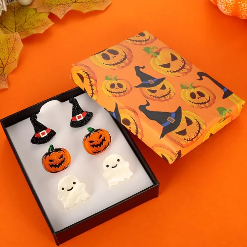 Vista 7 de Collar de Halloween para mujer, diseño de calabaza, fantasma, cadena de serpiente, collar de cadena de serpiente de plata, divertido suéter