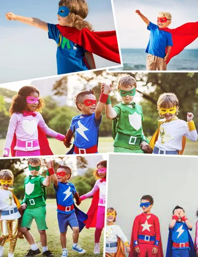 Vista 2 de Lindas máscaras de ojos de superhéroes para niños pequeños, accesorios de fiesta de cosplay de Halloween