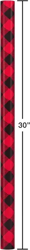Vista 8 de American Greetings - Papel de regalo navideño, juego de envoltura de regalo de cuadros de búfalo rojo y negro