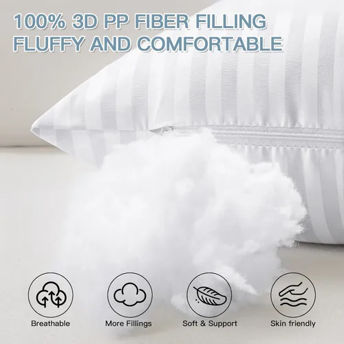 Vista 3 de OTOSTAR Paquete de 4 almohadas impermeables de alta calidad, 20 x 20 pulgadas, rellenos de almohada decorativos a rayas para exteriores, rellenos