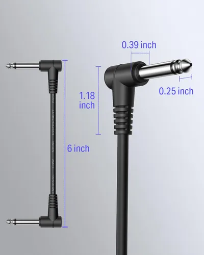 Vista 2 de Donner - Cables de conexión para pedales de efecto de guitarra de 6 pulgadas, negro, paquete de 3