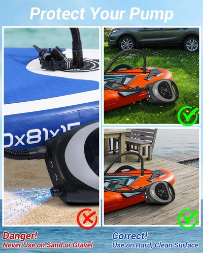 Vista 5 de Dr.meter Paddle Board Pump, Rechargeable Battery for 6 SUPs Inflation & Deflation, 20PSI High Pressure Portable Electric SUP Air Pump with LED Light