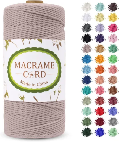 Vista 12 de Cordón de macramé de 0.079 pulgadas, hilo de cuerda de macramé de color de 0.07 pulgadas x 219 yardas, cuerda de algodón natural, 3 hebras para Aqua