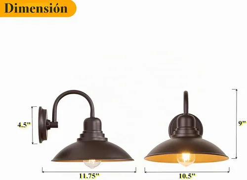 Vista 6 de Luz de Granero de Cuello de Ganso de Bronce Rústica Estilo Granja, Iluminación de Tocador de Cabaña Interior con Casquillo Base E26, Aplique