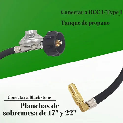 Vista 2 de Regulador de propano de 4 pies y manguera con codo de 90 grados