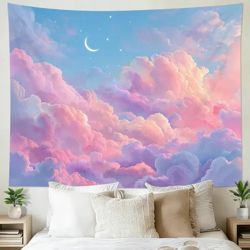 Vista 12 de HVEST Tapiz de lobo, tapiz de bosque psicodélico, tapiz para colgar en la pared, tapices de luna, animales salvajes, decoración de habitación, manta