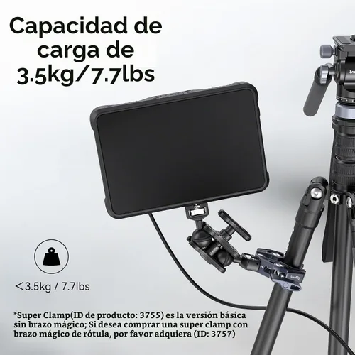 Vista 4 de SMALLRIG Abrazadera en forma de cangrejo, soporte para cámara, 1/4"-20, 3/8"-16 agujeros roscados, carga útil de 7.7lbs/3.5kg, compatible