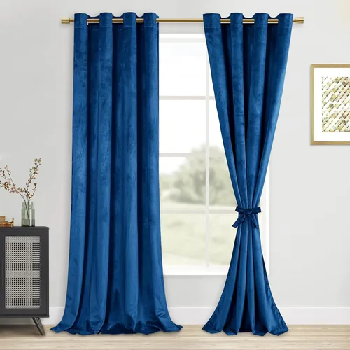Vista 50 de DWCN - Juego de 2 paneles de cortina de terciopelo con ojales negros, tratamiento de ventanas con aislamiento térmico, apilables, decoración moderna