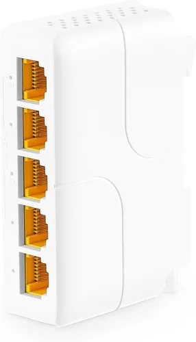 Vista 10 de MokerLink Extensor PoE Gigabit de 4 puertos, repetidor IEEE 802.3 af/at, 10/100/1000Mbps, 1 entrada 3 salida, interruptor de paso de montaje