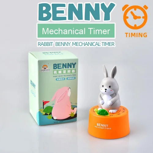 Vista 3 de Conejo de dibujos animados modelo temporizador mecánico 60 minutos de cocina Gadget reloj de cocina contadores de alarma temporizador manual