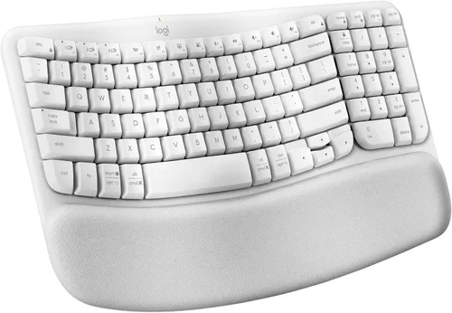 Vista 12 de Logitech Wave Keys - Teclado inalámbrico ergonómico con reposamanos, color grafito Para una postura de escritura natural, conecta hasta 3
