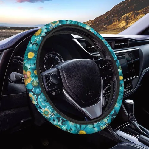 Vista 40 de FOR U DESIGNS Funda de volante con estampado de alpaca, antideslizante, suave, ajuste universal, protector de volante de automóvil de 15 pulgadas