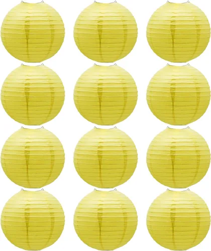 Vista 29 de Linternas de papel doradas chinas, japonesas, colgantes, redondas, para decoración de fiesta de Año Nuevo y Año Nuevo Lunar (12 unidades)
