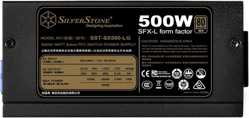 Vista 2 de SilverStone Technology Fuente de alimentación alargada modular completa con factor de forma SFX-L de 500 W 80 Plus Gold con riel único de +12 V, PFC