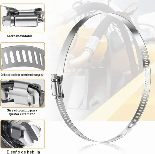 Vista 4 de 4 clips de manguera de metal de gran tamaño, abrazaderas de conducto de acero inoxidable, abrazaderas de tubería de 23.6 pulgadas, abrazaderas