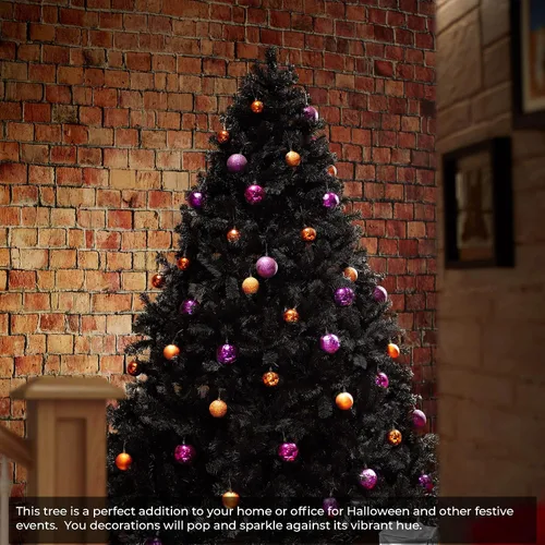 Vista 5 de Árbol de Navidad artificial Casafield de abeto negro de 6 pies con soporte de metal resistente