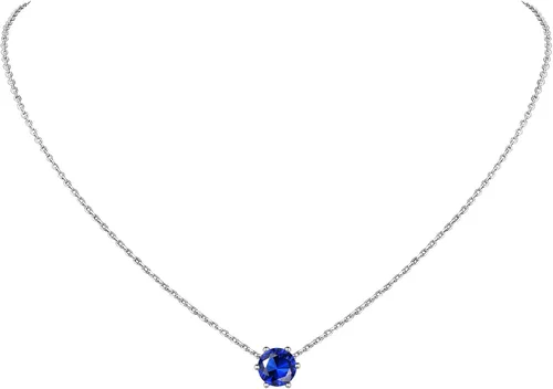Vista 30 de Suplight 925 Sterling Silver Heart/Round Birthstone Necklaces for Women 01. Enero (Garnet)