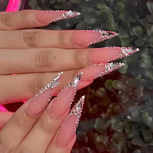 Vista 30 de BABALAL - Uñas postizas largas a presión, uñas postizas negras y rojas, uñas acrílicas de almendra con diseño gótico de vampiro, uñas adhesivas