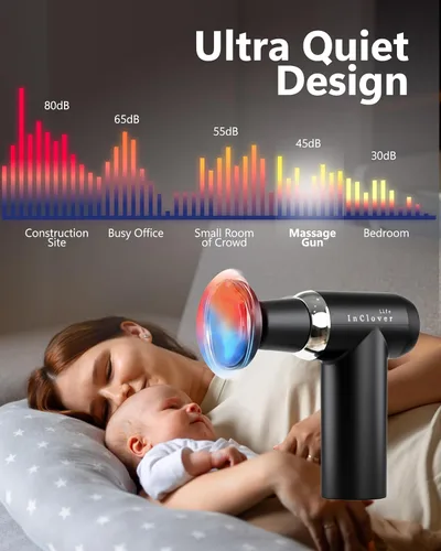 Vista 6 de Pistola de masaje InClover Life con mango extraíble para masaje muscular de tejido profundo – masajeador manual de percusión con calor para espalda