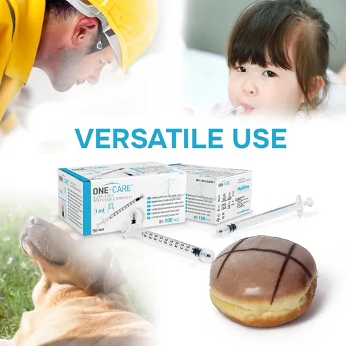 Vista 9 de ONE-CARE Jeringa Luer-Lock, 0.03 fl oz, 100 unidades, envasada en ampolla