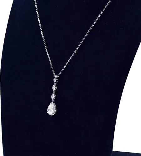 Vista 12 de TIANYU GEMS Collar con colgante de moissanita amarilla de 2 quilates para mujer, plata de ley chapada en oro amarillo de 18 quilates, pera amarilla