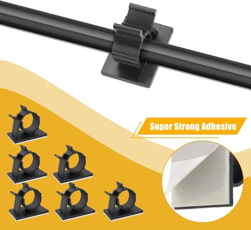 Vista 7 de Viaky 30 clips negros ajustables para cables, broches reutilizables autoadhesivos para fijación de cable de nylon, soporte de cable de nailon