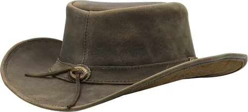 Vista 4 de Sombrero de vaquero duradero de cuero de grano de selva, unisex, para adultos, moldeable, estilo occidental, ala ancha