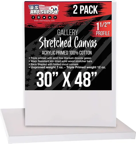 Vista 11 de U.S. Art Supply Paquete de 5 Bastidores estirados en masa para pintar 4 x 6 pulgadas de profundidad de galería, perfil de 1-1/2" - Calidad