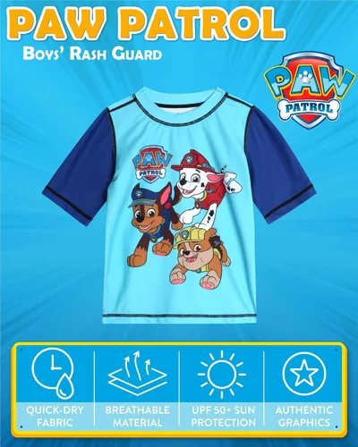 Vista 2 de Nickelodeon Camiseta de natación de protección solar y arena de secado rápido para niños (2T-12)