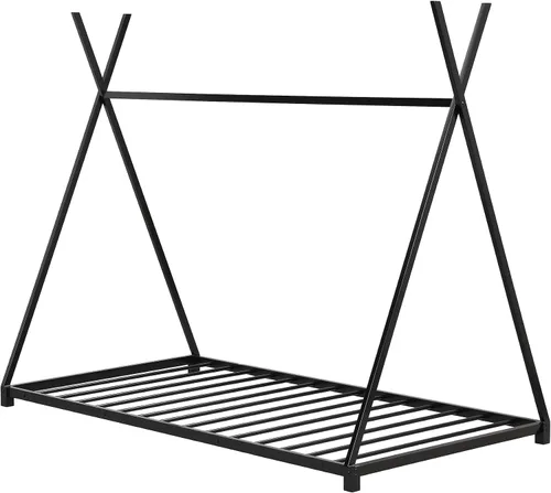 Vista 4 de SOFTSEA Marco de cama con plataforma de cama de piso doble con estructura triangular Negro