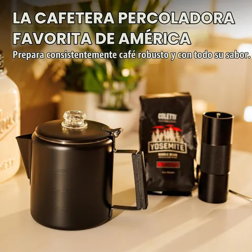 Vista 3 de COLETTI Bozeman Negra Cafetera Percoladora — Cafetera de Camping — La Cafetera Percoladora Más Elegante de América – SIN Aluminio ni Plástico