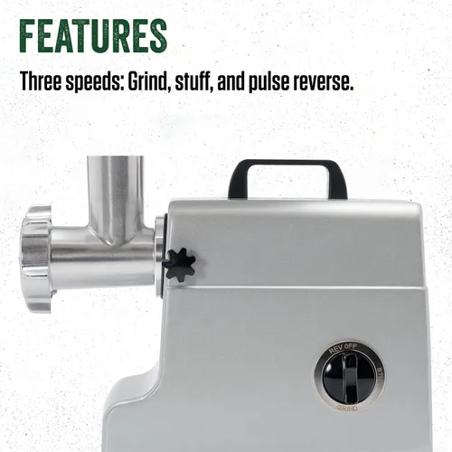 Vista 3 de LEM Productos MightyBite #8 - Picadora de carne eléctrica de aluminio de 500 vatios para uso doméstico, procesador de alimentos compacto para moler