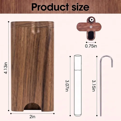 Vista 2 de Walnut Storage Box, Decorative Box with Lid,Two Metal Tubes