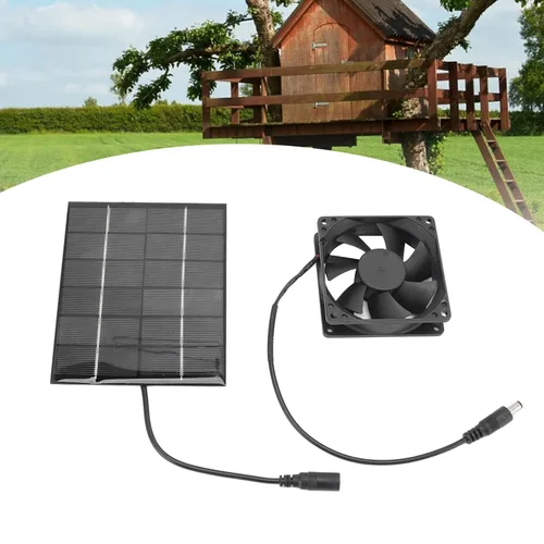 Vista 4 de Ventilador solar, ventilador de panel solar, kit de ventilador de panel solar para pequeños gallineros, invernaderos, cobertizos, casas de mascotas